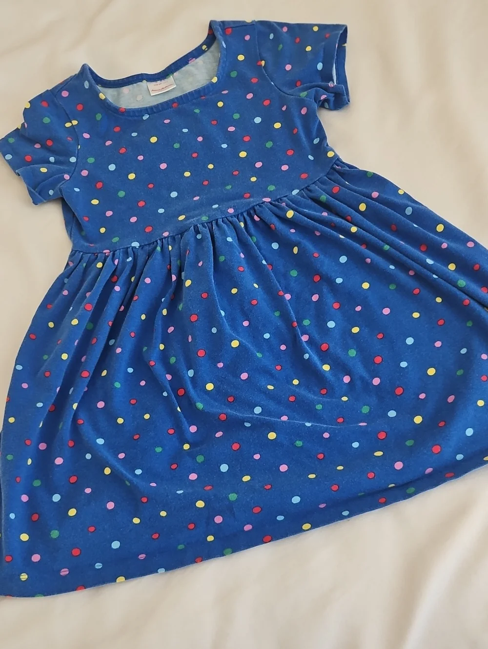 Hanna Andersson Short Sleeve Blue Polka Dot Dress Size 5T